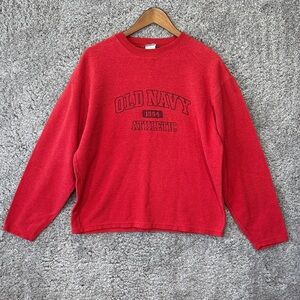Vintage 90s Y2K Old Navy Red Crewneck Sweatshirt Pullover Sweater Long Sleeve